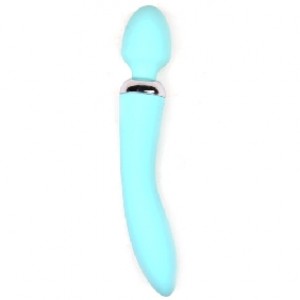 Wand Massager Dual Vibrators, 10 Functions EACH END, Rechargeable, Teal, BOTH ENDS VIBRATE INDEPENDENTLY